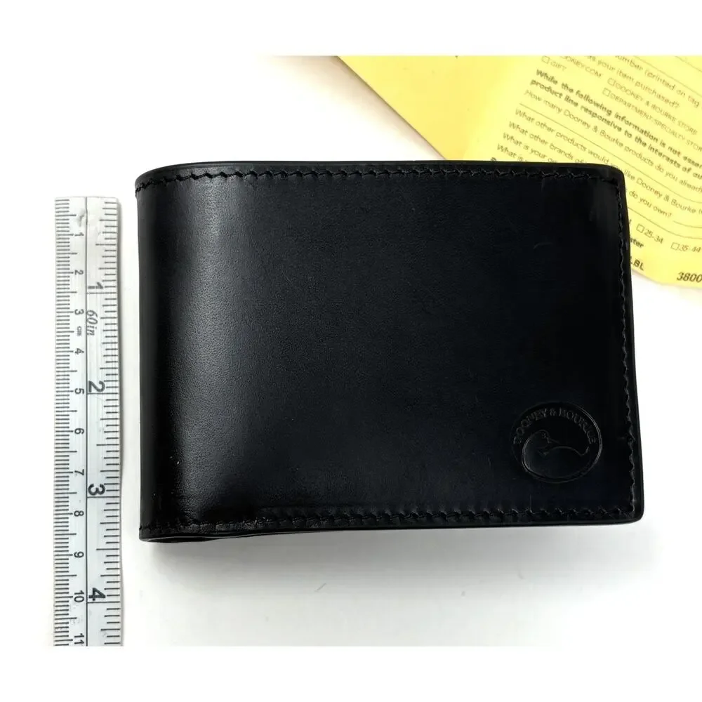 Dooney & Bourke Mens Black Passcase Wallet Concord Billfold Train Pass NWT